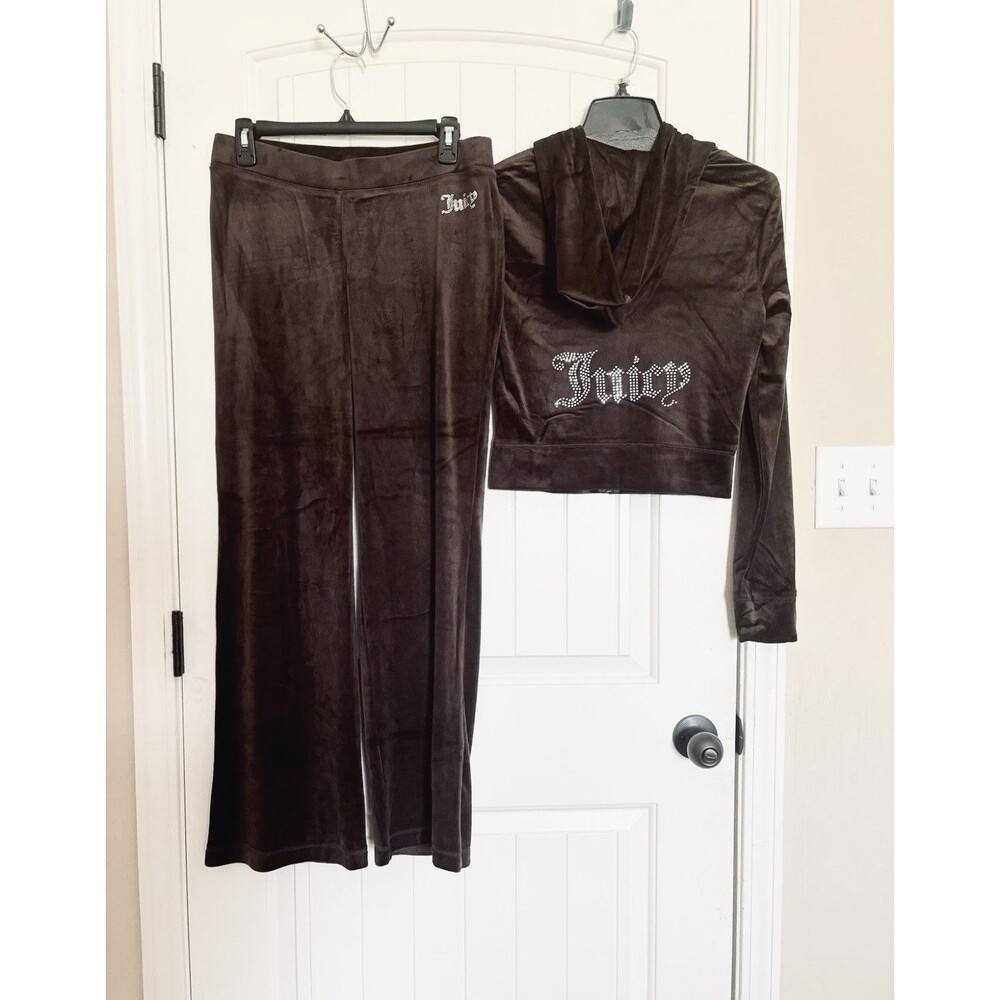 NWT Size XL Juicy Couture Brown Sugar Bling Tracksuit Hoodie & Pants Rare